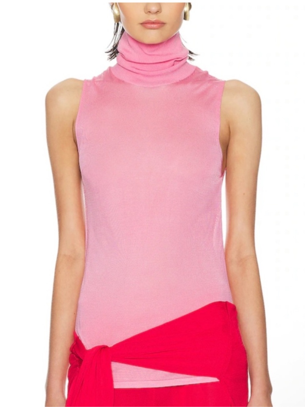 Helsa Arlena Sleveeveless Turtleneck in Pink Size S